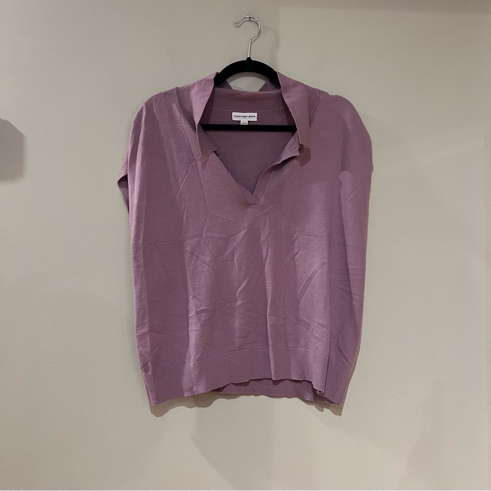 Calvin Klein Sleeveless Purple Sweater Top